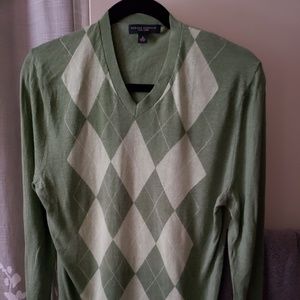 Green Argyle Lightweight Sweater
